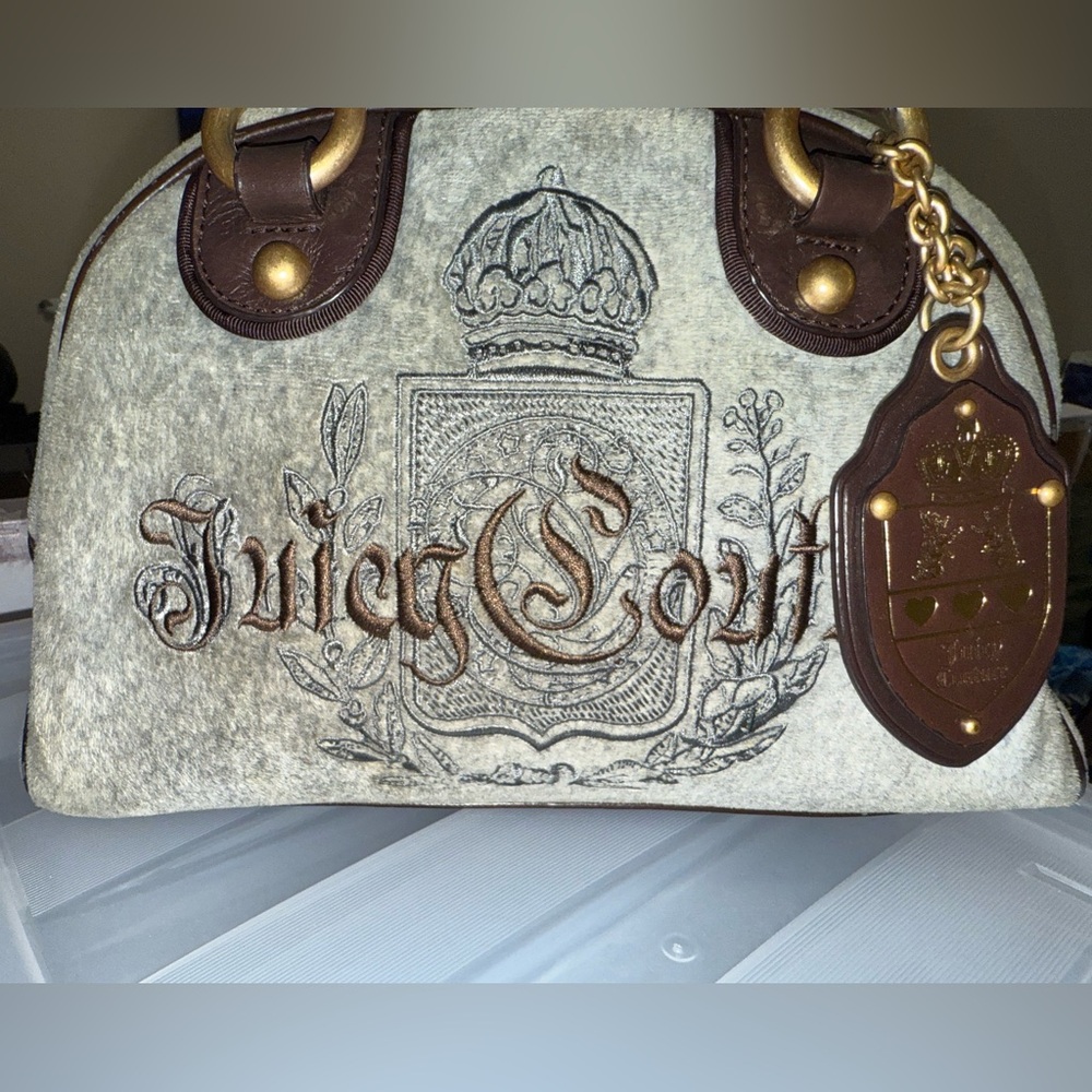 Juicy Couture Bowler Style Grey and Brown Shoulder Bag